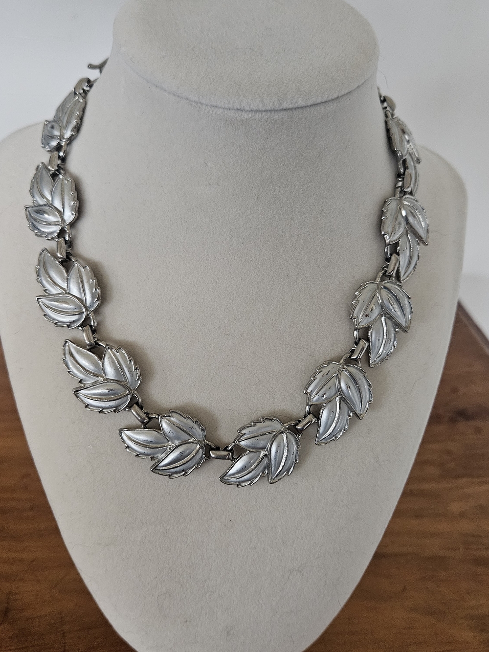 Napier Silver Leaf Link Necklace with Sculpted Petals